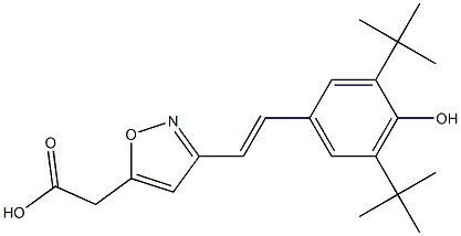 3-[(E)-2-(3,5-Di-tert-butyl-4-hydroxyphenyl)ethenyl]isoxazole-5-acetic acid Struktur