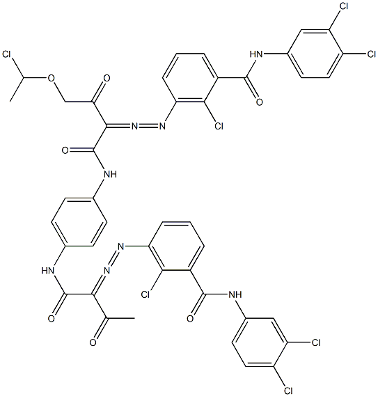 3,3'-[2-[(1-Chloroethyl)oxy]-1,4-phenylenebis[iminocarbonyl(acetylmethylene)azo]]bis[N-(3,4-dichlorophenyl)-2-chlorobenzamide] Struktur