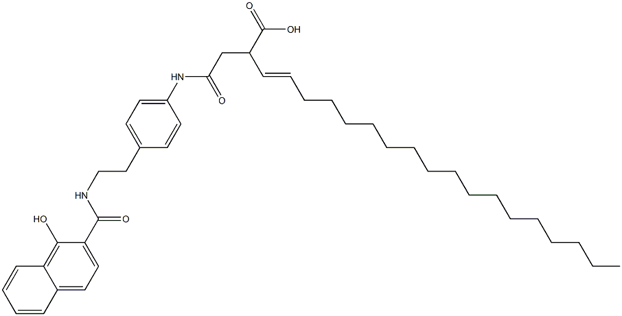 2-[[4-[2-[(1-Hydroxy-2-naphtyl)carbonylamino]ethyl]phenyl]aminocarbonylmethyl]-3-icosenoic acid Struktur