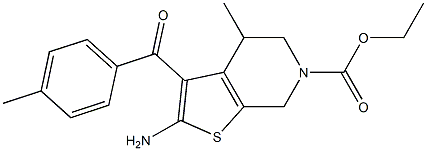 2-Amino-3-(4-methylbenzoyl)-4,5,6,7-tetrahydro-4-methyl-6-ethoxycarbonylthieno[2,3-c]pyridine Struktur