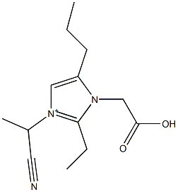 3-(1-Cyanoethyl)-2-ethyl-5-propyl-1-(carboxymethyl)-1H-imidazol-3-ium Struktur