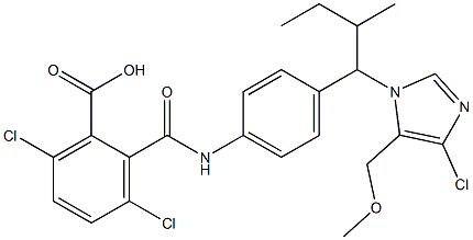 2-[4-(2-Butyl-4-chloro-5-methoxymethyl-1H-imidazol-1-ylmethyl)phenylaminocarbonyl]-3,6-dichlorobenzoic acid Struktur