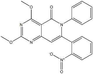 2,4-Dimethoxy-6-phenyl-7-(2-nitrophenyl)pyrido[4,3-d]pyrimidin-5(6H)-one Struktur