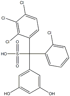 (2-Chlorophenyl)(2,3,4-trichlorophenyl)(3,5-dihydroxyphenyl)methanesulfonic acid Struktur