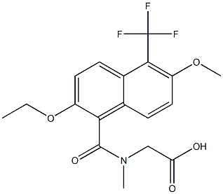 [N-[[2-Ethoxy-6-methoxy-5-trifluoromethyl-1-naphthalenyl]carbonyl]-N-methylamino]acetic acid Struktur