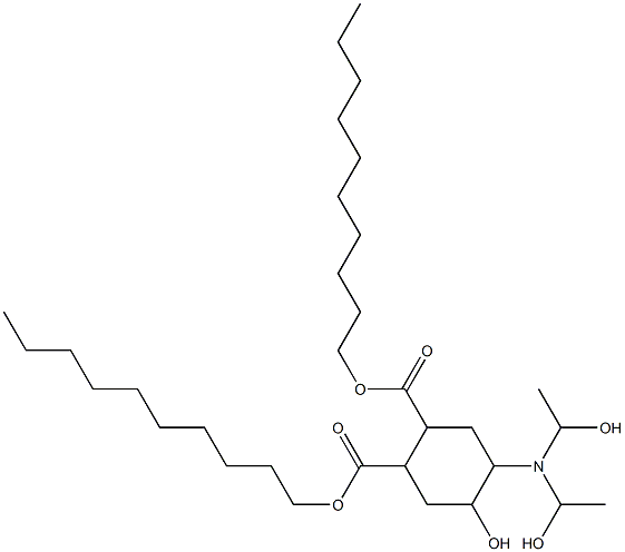 5-Hydroxy-4-[bis(1-hydroxyethyl)amino]-1,2-cyclohexanedicarboxylic acid didecyl ester Struktur