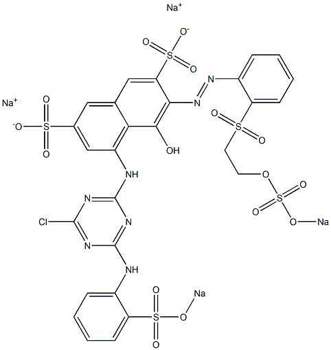 5-Hydroxy-4-[[4-chloro-6-(2-sodiooxysulfonylanilino)-1,3,5-triazin-2-yl]amino]-6-[[2-[[2-(sodiosulfooxy)ethyl]sulfonyl]phenyl]azo]-2,7-naphthalenedisulfonic acid disodium salt Struktur