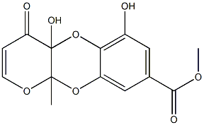 4a,10a-Dihydro-4a,6-dihydroxy-10a-methyl-4-oxo-4H-pyrano[2,3-b][1,4]benzodioxin-8-carboxylic acid methyl ester Struktur