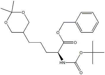 (2S)-2-tert-Butyloxycarbonylamino-5-(2,2-dimethyl-1,3-dioxan-5-yl)pentanoic acid benzyl ester Struktur