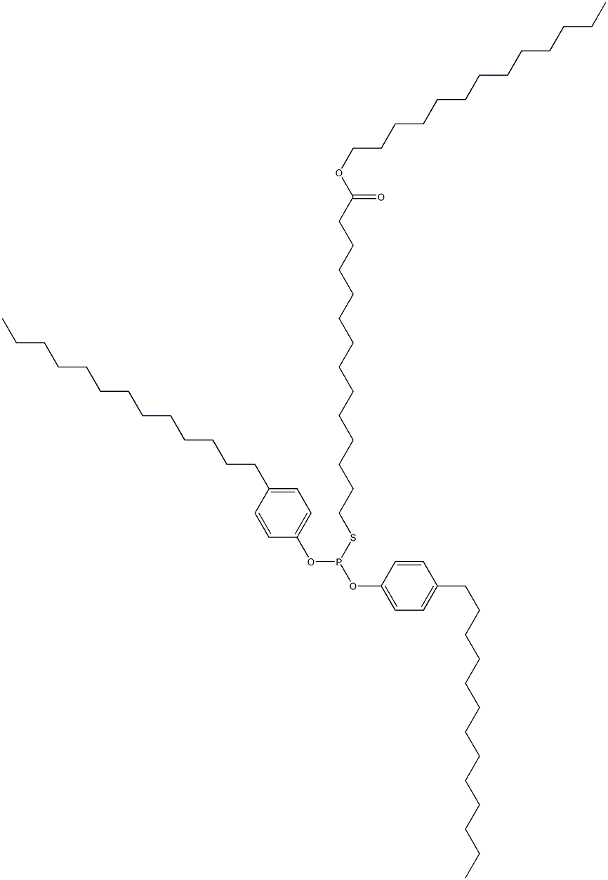 Thiophosphorous acid O,O-bis(4-tridecylphenyl)S-(14-tridecyloxy-14-oxotetradecyl) ester Struktur