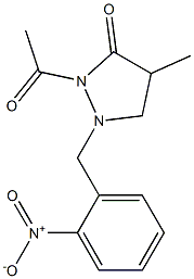 2-Acetyl-4-methyl-1-(2-nitrobenzyl)pyrazolidin-3-one Struktur