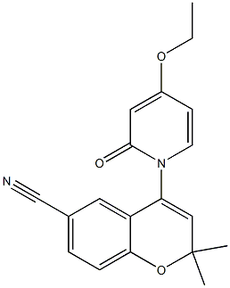 2,2-Dimethyl-6-cyano-4-[(4-ethoxy-1,2-dihydro-2-oxopyridin)-1-yl]-2H-1-benzopyran Struktur