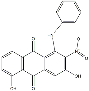 1-Anilino-3,5-dihydroxy-2-nitroanthraquinone Struktur