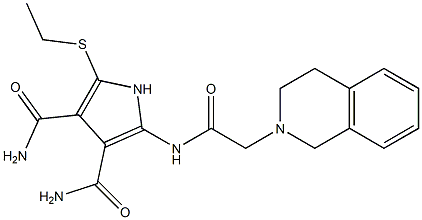 2-[[[(1,2,3,4-Tetrahydroisoquinolin)-2-yl]acetyl]amino]-5-[ethylthio]-1H-pyrrole-3,4-dicarboxamide Struktur