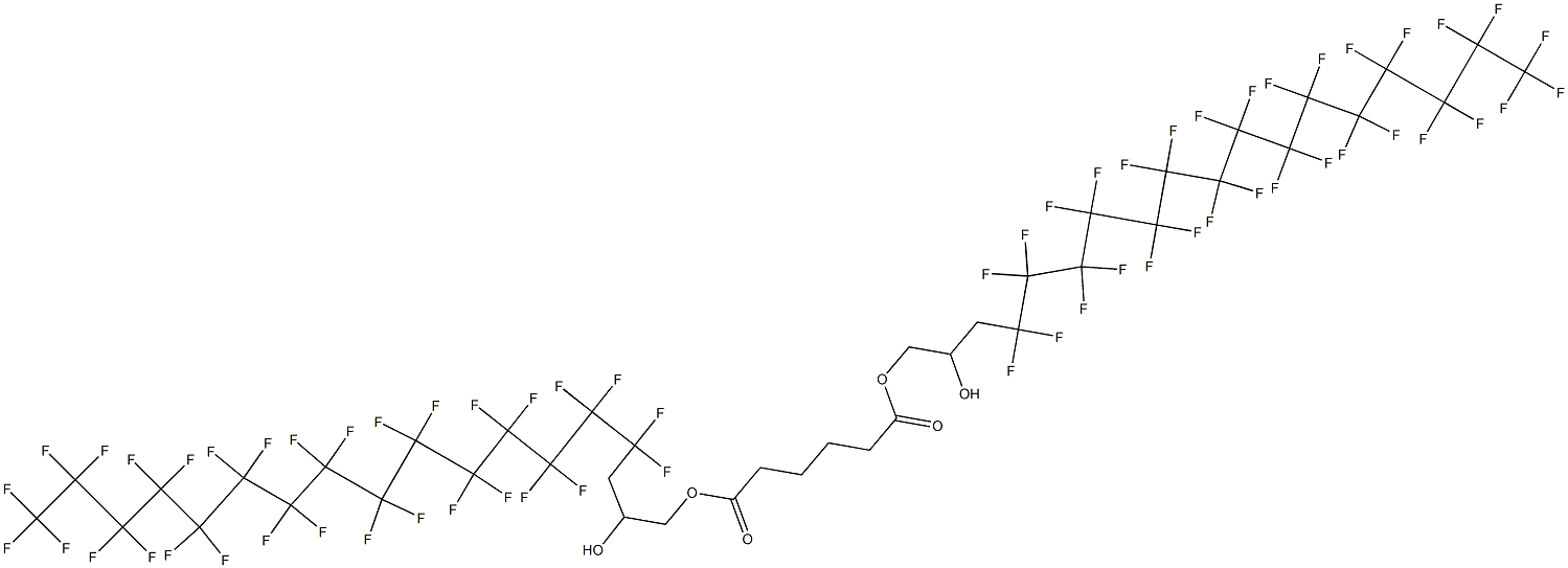 Adipic acid bis(4,4,5,5,6,6,7,7,8,8,9,9,10,10,11,11,12,12,13,13,14,14,15,15,16,16,17,17,18,18,18-hentriacontafluoro-2-hydroxyoctadecyl) ester Struktur