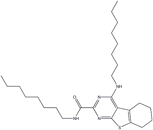 5,6,7,8-Tetrahydro-4-(octylamino)-N-octyl[1]benzothieno[2,3-d]pyrimidine-2-carboxamide Struktur