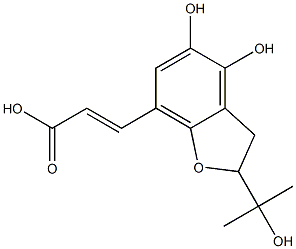 7-(2-Carboxyethenyl)-4,5-dihydroxy-2-(1-hydroxy-1-methylethyl)-2,3-dihydrobenzofuran Struktur