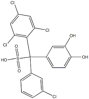 (3-Chlorophenyl)(2,4,6-trichlorophenyl)(3,4-dihydroxyphenyl)methanesulfonic acid Struktur