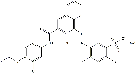 2-Chloro-4-ethyl-5-[[3-[[(3-chloro-4-ethoxyphenyl)amino]carbonyl]-2-hydroxy-1-naphtyl]azo]benzenesulfonic acid sodium salt Struktur