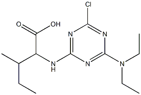 2-[[4-Chloro-6-(diethylamino)-1,3,5-triazin-2-yl]amino]-3-methylvaleric acid Struktur