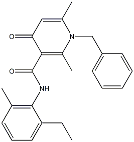 1-Benzyl-1,4-dihydro-2,6-dimethyl-N-(2-ethyl-6-methylphenyl)-4-oxopyridine-3-carboxamide Struktur