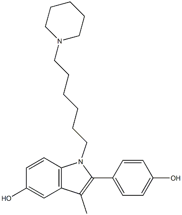 2-(4-Hydroxyphenyl)-3-methyl-1-[6-(1-piperidinyl)hexyl]-1H-indol-5-ol Struktur