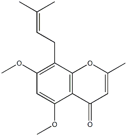 2-Methyl-5,7-dimethoxy-8-(3-methyl-2-butenyl)chromone Struktur