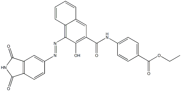 4-[3-Hydroxy-4-[(1,3-dioxoisoindolin-5-yl)azo]-2-naphthoylamino]benzoic acid ethyl ester Struktur