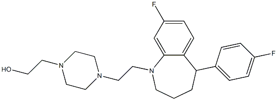 2,3,4,5-Tetrahydro-8-fluoro-5-(4-fluorophenyl)-1-[2-[4-(2-hydroxyethyl)-1-piperazinyl]ethyl]-1H-1-benzazepine Struktur