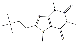 N,N,N-Trimethyl-2-[(2,6-dioxo-1,3,7-trimethyl-1,2,3,6-tetrahydro-7H-purin)-8-yl]ethanaminium Struktur