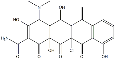 11a-Chloro-4-dimethylamino-3,5,10,12a-tetrahydroxy-6-methylene-1,11,12-trioxo-1,4,4a,5,5a,6,11,11a,12,12a-decahydronaphthacene-2-carboxamide Struktur