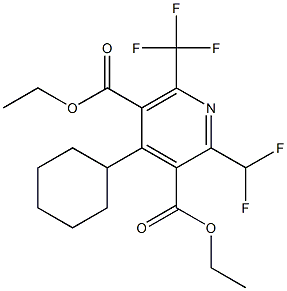 2-Difluoromethyl-6-(trifluoromethyl)-4-cyclohexylpyridine-3,5-dicarboxylic acid diethyl ester Struktur