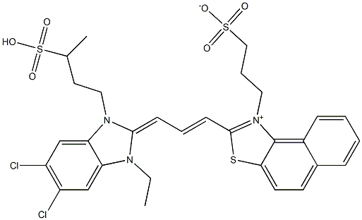 3-[[2-[3-[[5,6-Dichloro-1-ethyl-2,3-dihydro-3-(3-sulfobutyl)-1H-benzimidazol]-2-ylidene]-1-propenyl]naphtho[1,2-d]thiazol-1-ium]-1-yl]propane-1-sulfonate Struktur