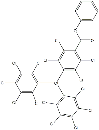 Bis(pentachlorophenyl)(4-(phenoxycarbonyl)-2,3,5,6-tetrachlorophenyl)methyl radical Struktur