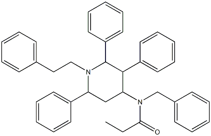 N-Benzyl-N-propionyl-2,3,6-triphenyl-1-(2-phenylethyl)piperidin-4-amine Struktur