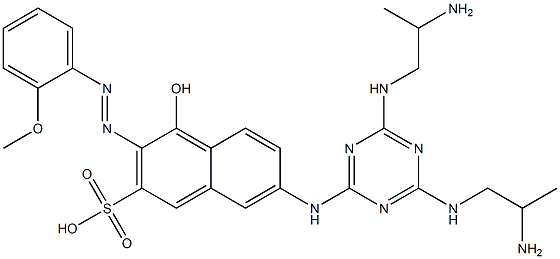 7-[[4,6-Bis[(2-aminopropyl)amino]-1,3,5-triazin-2-yl]amino]-4-hydroxy-3-[(2-methoxyphenyl)azo]-2-naphthalenesulfonic acid Struktur