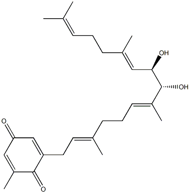 2-[(2E,6E,8R,9R,10E)-8,9-Dihydroxy-3,7,11,15-tetramethyl-2,6,10,14-hexadecatetrenyl]-6-methyl-2,5-cyclohexadiene-1,4-dione Struktur