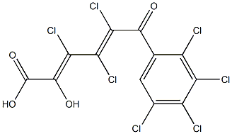 (2E,4E)-2-Hydroxy-3,4,5-trichloro-6-oxo-6-(2,3,4,5-tetrachlorophenyl)-2,4-hexadienoic acid Struktur