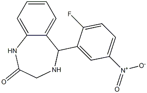 1,3,4,5-Tetrahydro-5-(2-fluoro-5-nitrophenyl)-2H-1,4-benzodiazepin-2-one Struktur