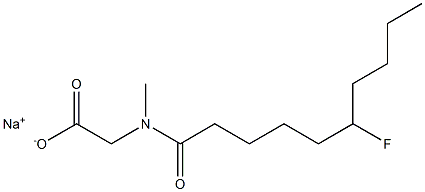 N-(6-Fluorodecanoyl)-N-methylglycine sodium salt Struktur