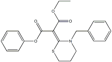 (Z)-2-[(3-Benzyl-3,4,5,6-tetrahydro-2H-1,3-thiazin)-2-ylidene]malonic acid 1-phenyl 3-ethyl ester Struktur