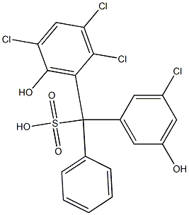 (3-Chloro-5-hydroxyphenyl)(2,3,5-trichloro-6-hydroxyphenyl)phenylmethanesulfonic acid Struktur