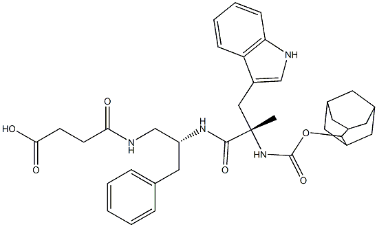 4-[(R)-2-[(S)-2-(Adamantan-2-yloxycarbonylamino)-3-(1H-indol-3-yl)-2-methylpropanoylamino]-3-phenylpropylamino]-4-oxobutyric acid Struktur