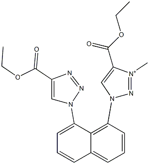 1-[8-[4-(Ethoxycarbonyl)-1H-1,2,3-triazole-1-yl]-1-naphtyl]-3-methyl-4-(ethoxycarbonyl)-1H-1,2,3-triazole-3-ium Struktur