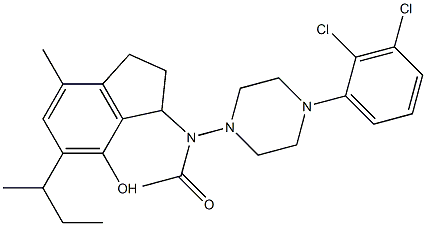 2,3-Dihydro-3-[[4-(2,3-dichlorophenyl)-1-piperazinyl]acetylamino]-5-sec-butyl-7-methyl-1H-inden-4-ol Struktur