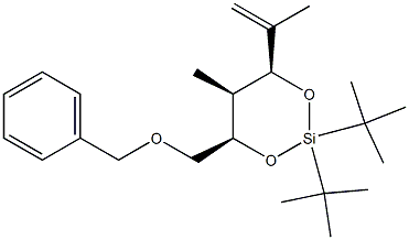 (4R,5S,6S)-4-Benzyloxymethyl-2,2-di-tert-butyl-5-methyl-6-(1-methylethenyl)-1,3-dioxa-2-silacyclohexane Struktur