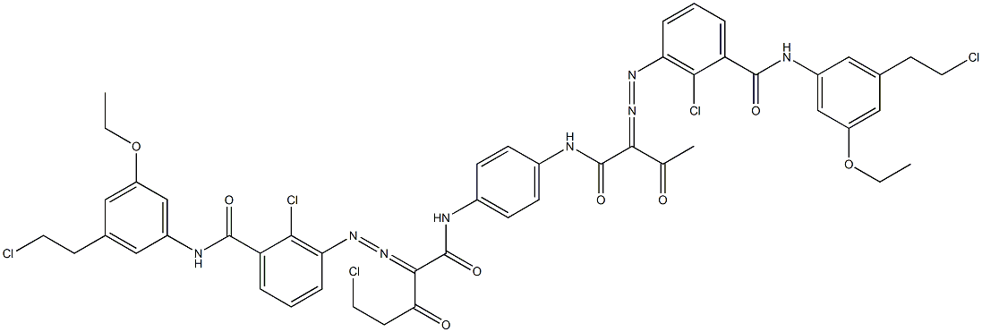 3,3'-[2-(Chloromethyl)-1,4-phenylenebis[iminocarbonyl(acetylmethylene)azo]]bis[N-[3-(2-chloroethyl)-5-ethoxyphenyl]-2-chlorobenzamide] Struktur