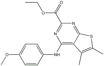 5,6-Dimethyl-4-(4-methoxyphenylamino)thieno[2,3-d]pyrimidine-2-carboxylic acid ethyl ester Struktur