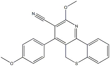 2-Methoxy-4-[4-methoxyphenyl]-5H-[1]benzothiopyrano[4,3-b]pyridine-3-carbonitrile Struktur