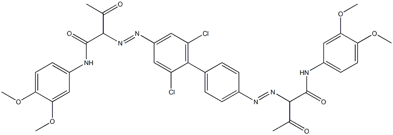 4,4'-Bis[[1-(3,4-dimethoxyphenylamino)-1,3-dioxobutan-2-yl]azo]-2,6-dichloro-1,1'-biphenyl Struktur